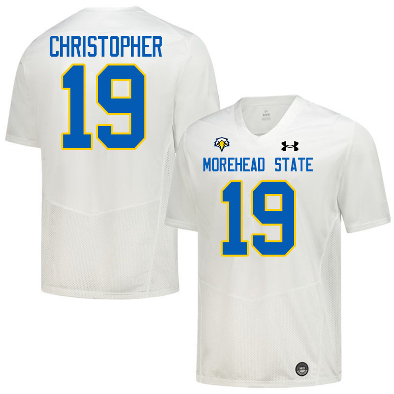 Morehead State Eagles #19 John Christopher College Football Jerseys,Uniforms-White